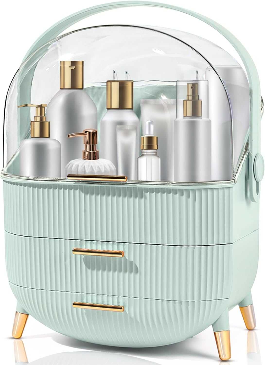 Makeup Organizers and Storage, Make up Organizer for Vanity Cosmetics Skincare Organizers With Lid and Drawers Display Cases for Countertop(White)