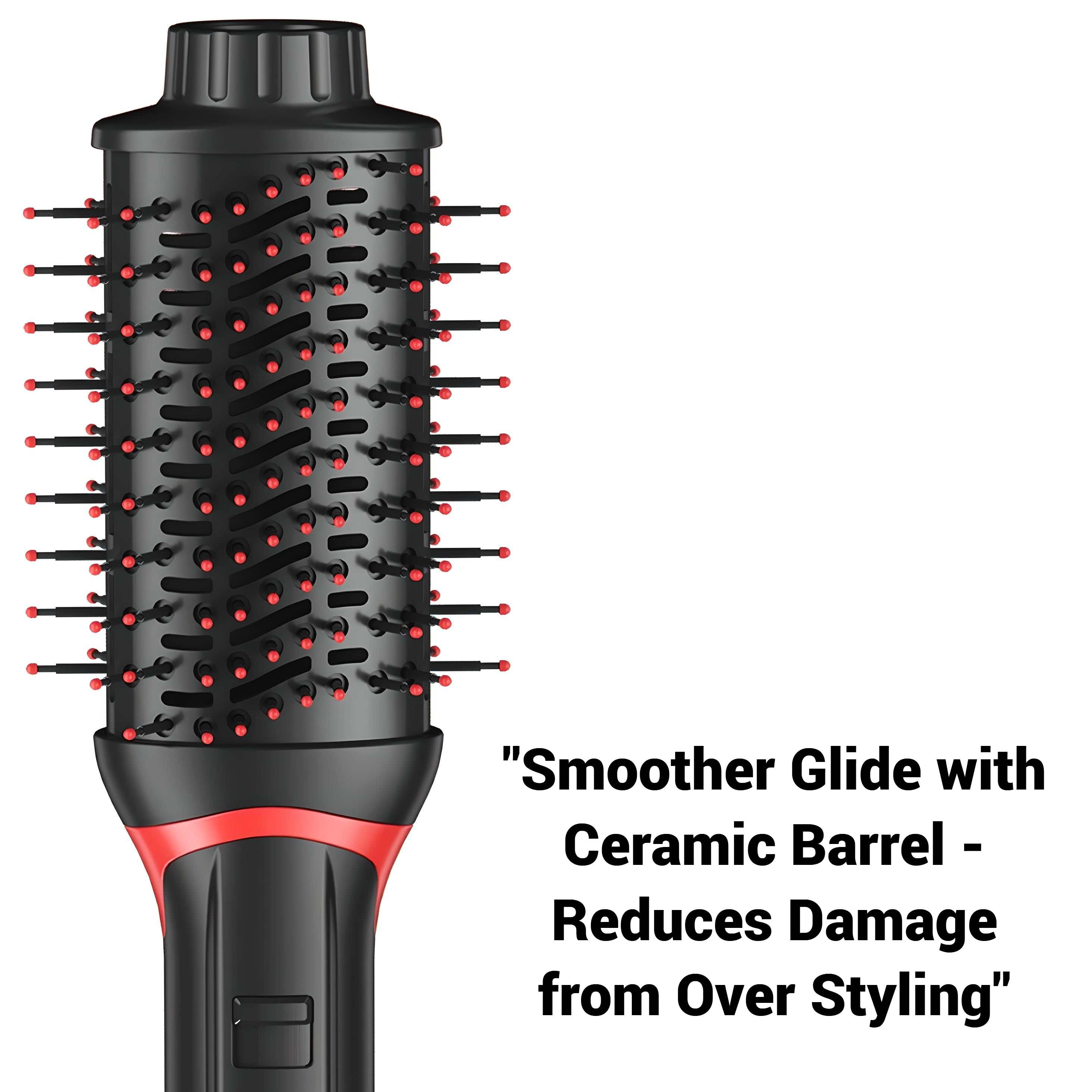 Hair Dryer Brush Blow Dryer, 4 in 1 Fast Drying Hair Styler Volumizer with Negative Ionic & Ceramic Barrel for All Hair Types, Hair Brush Blow Dryer & Hot Air Straightener, Multi-Temperature Setting
