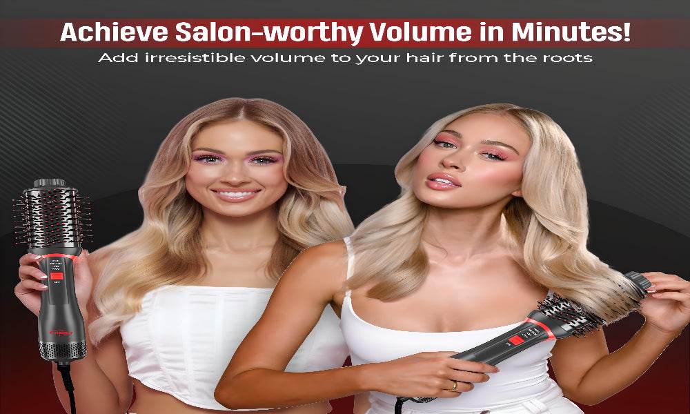 Hair Dryer Brush Blow Dryer, 4 in 1 Fast Drying Hair Styler Volumizer with Negative Ionic & Ceramic Barrel for All Hair Types, Hair Brush Blow Dryer & Hot Air Straightener, Multi-Temperature Setting