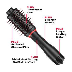 Hair Dryer Brush Blow Dryer, 4 in 1 Fast Drying Hair Styler Volumizer with Negative Ionic & Ceramic Barrel for All Hair Types, Hair Brush Blow Dryer & Hot Air Straightener, Multi-Temperature Setting