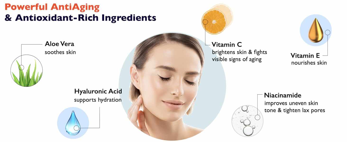 ITZZO New Vitamin C Face Serum with Hyaluronic Acid - Anti Aging Serum - Retinol, Niacinamide & Salicylic Acid