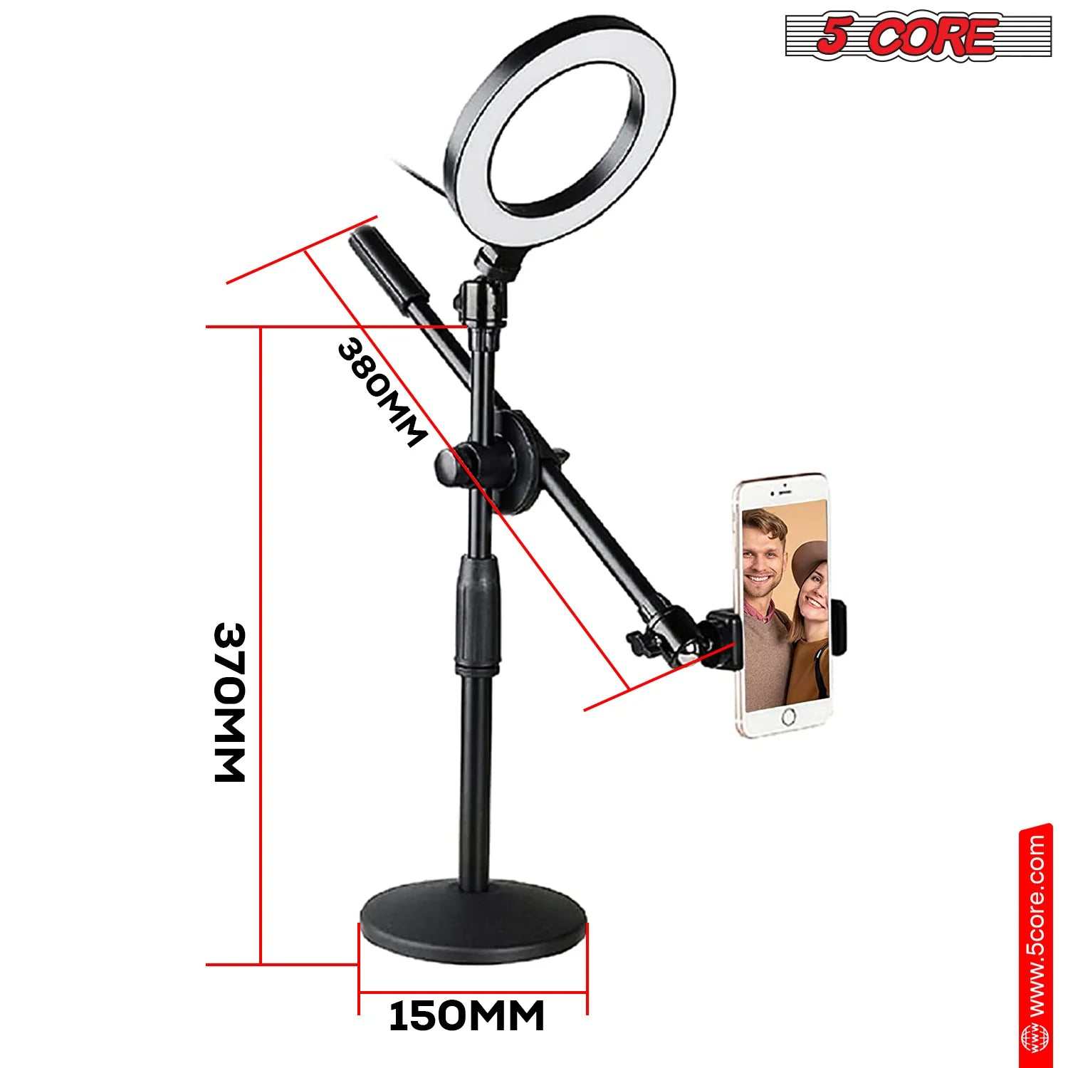 6 Inch Ring Light with Cell Phone Stand Adjustable Ring Light Angle LED Circle Light W Phone Holder