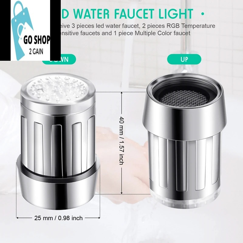 LED Temperature Sensitive Faucet Water Saving Kitchen Bathroom Sensor 7 Color Change Faucet Head Aerator Tap Nozzle Shower