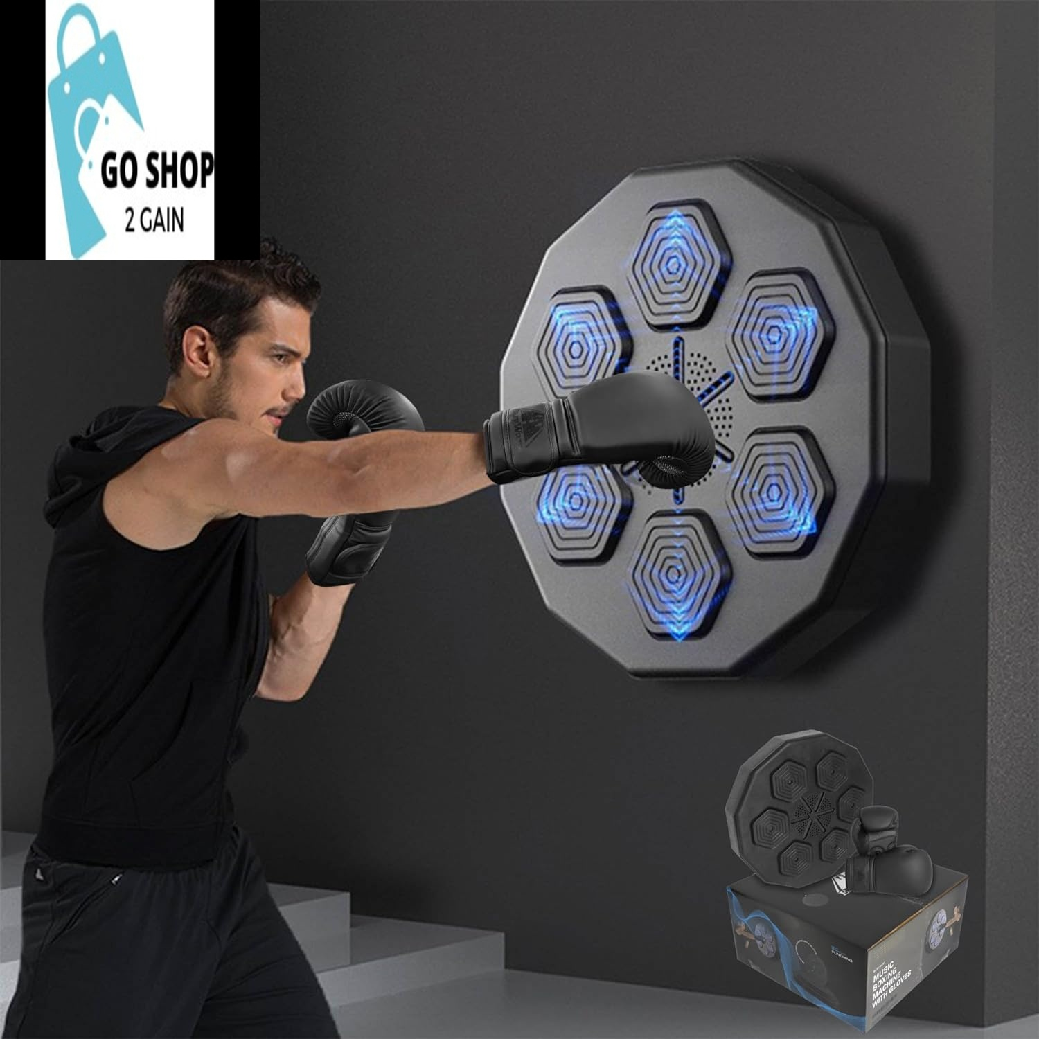 Smart Music Boxing Machine with 14Oz Boxing Gloves Bluetooth Electronic Wall Punching Pad Boxing Trainer Musical Exercise Equipment Type-C Charging Wall Mounted Punching Machine Home Workout