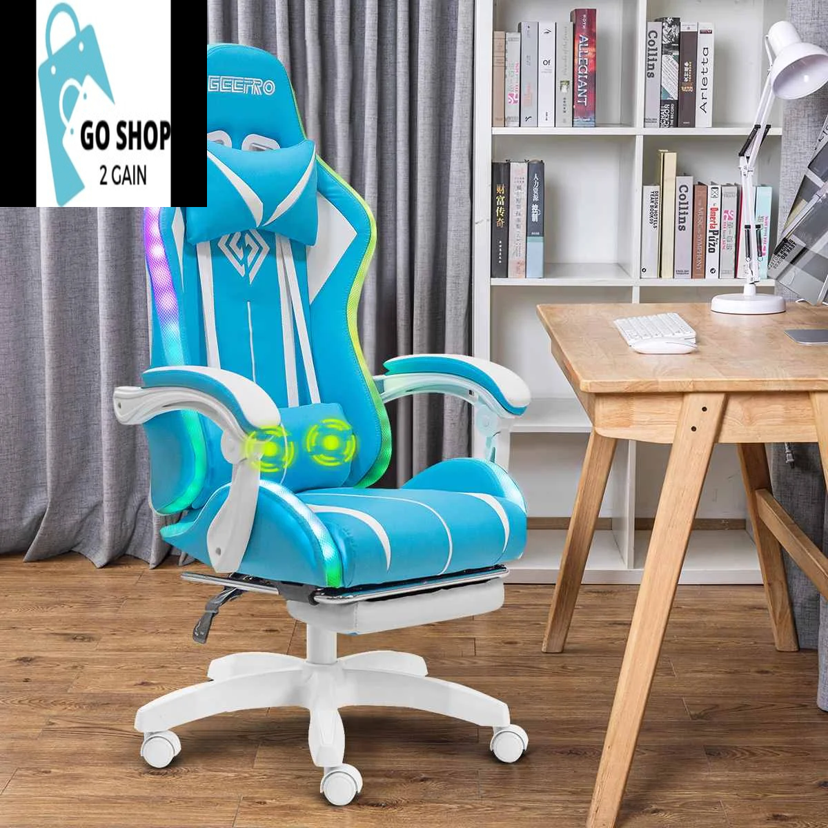 Ultimate Gaming Chair: RGB Light, Ergonomic Design, and 2-Point Massage for Gamers & Office Use