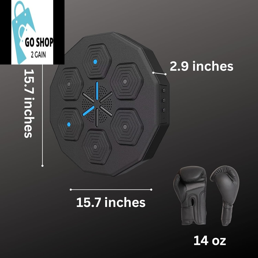 Smart Music Boxing Machine with 14Oz Boxing Gloves Bluetooth Electronic Wall Punching Pad Boxing Trainer Musical Exercise Equipment Type-C Charging Wall Mounted Punching Machine Home Workout