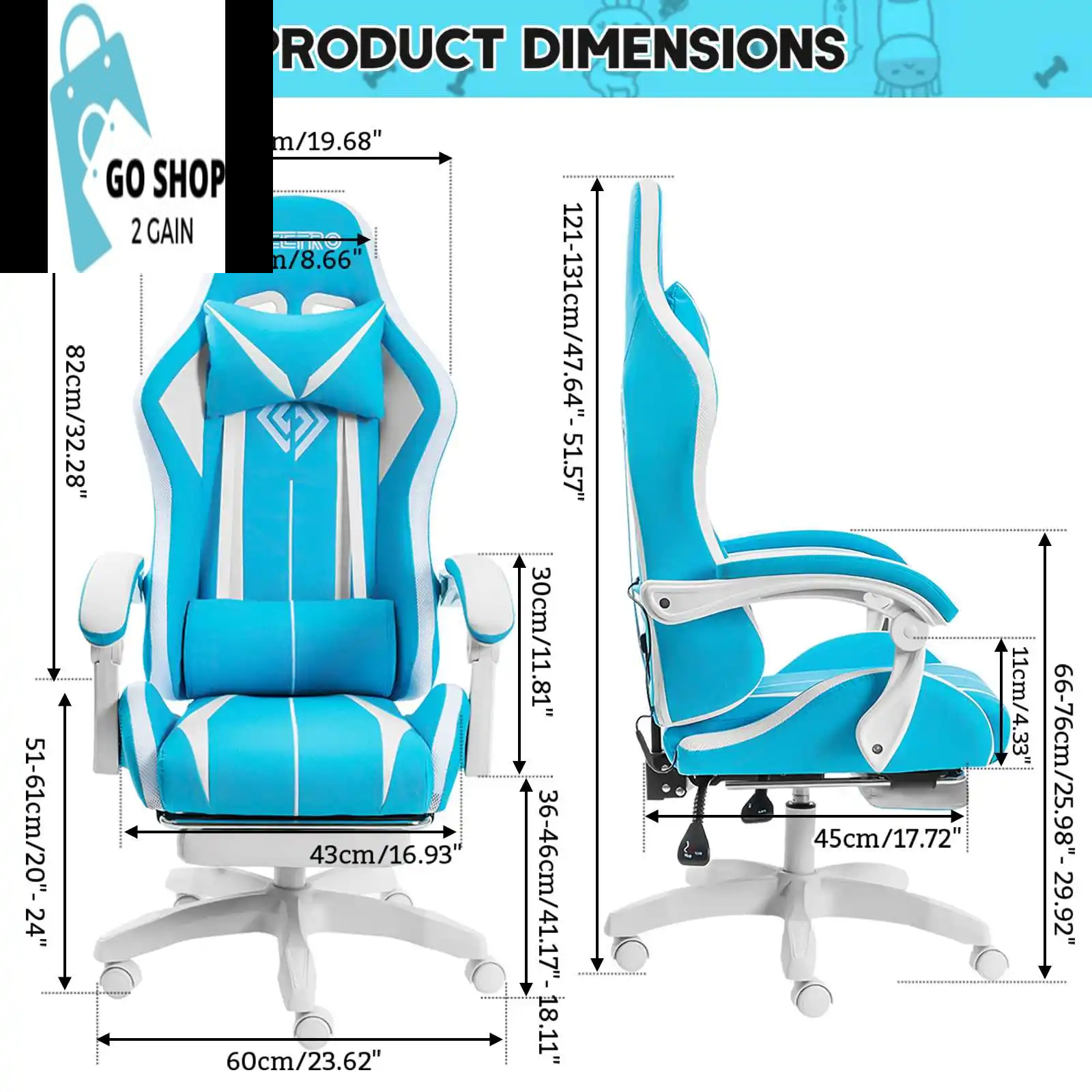 Ultimate Gaming Chair: RGB Light, Ergonomic Design, and 2-Point Massage for Gamers & Office Use
