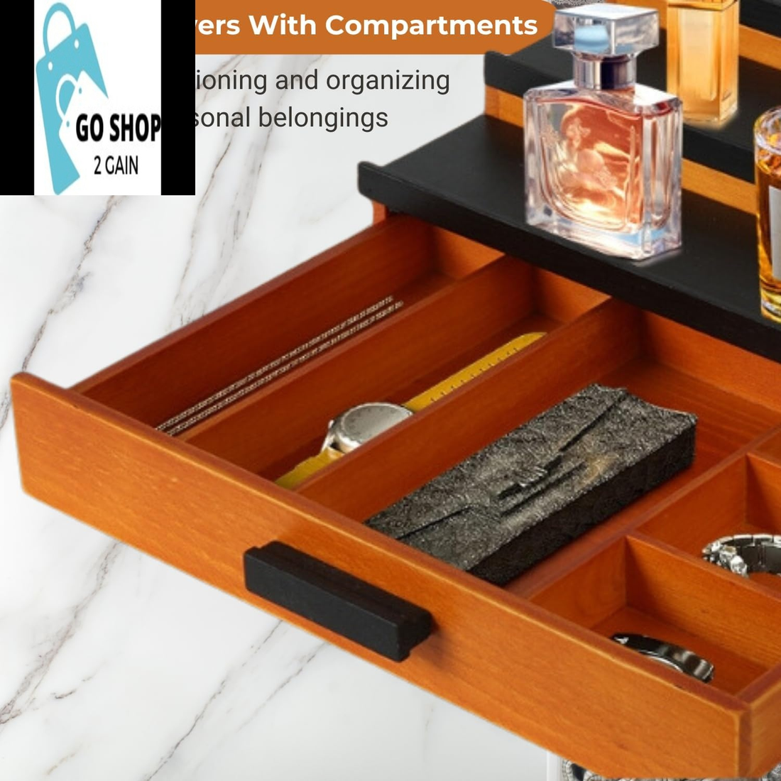 Cologne Organizer for Men, 3 Tier of Elevated Cologne Stand for Men with Drawer Storage, Fragrance Organizer & Storage Display Risers,Fragrance Stand for Men, Cologne Shelf Display, Great Gift for Men