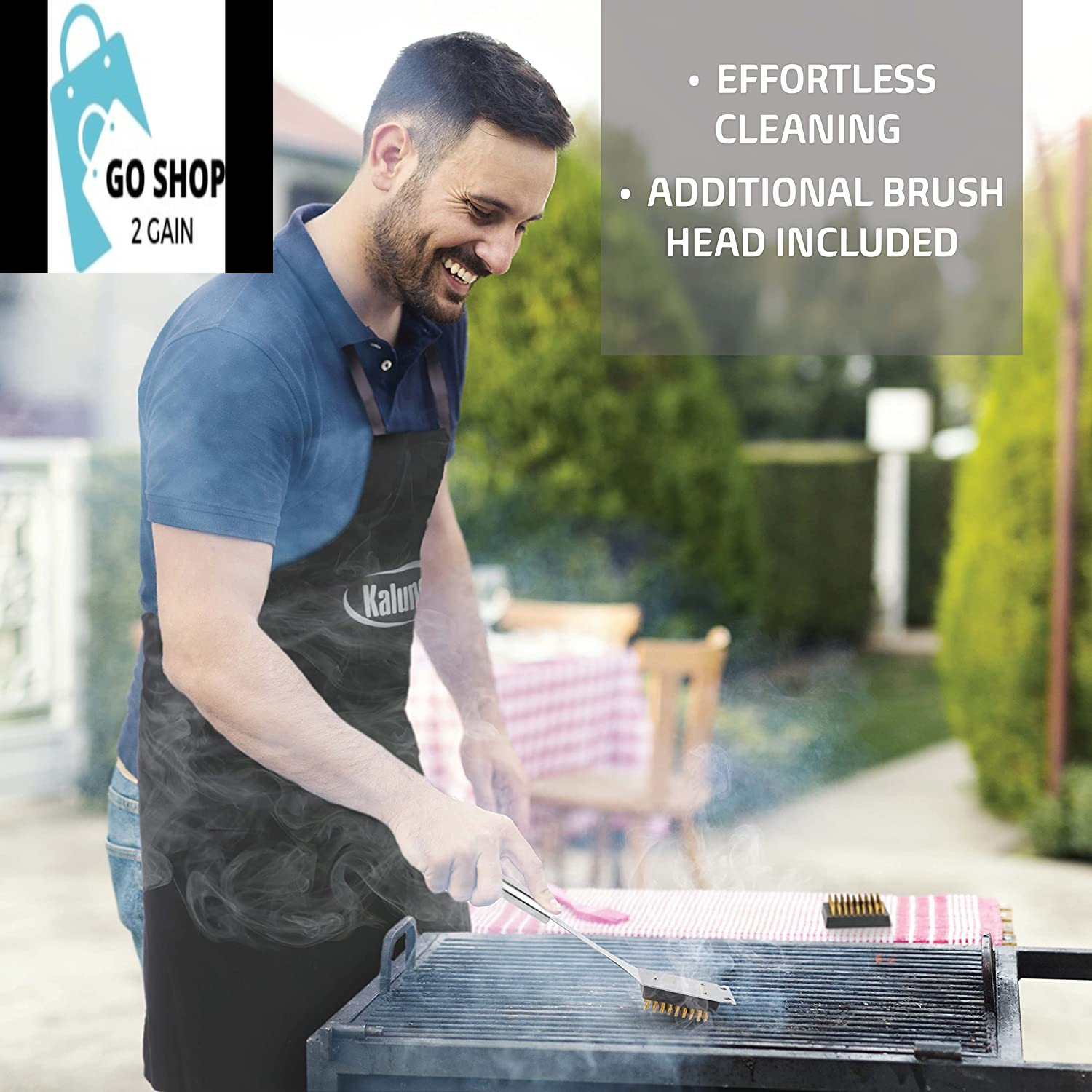 Grilling Accessories, Grill Tools, Fathers Day Grilling Gifts for Dad, Heavy Duty Stainless Steel Grill Set BBQ Grill Accessories for Outdoor Grill with Aluminum Case and Apron