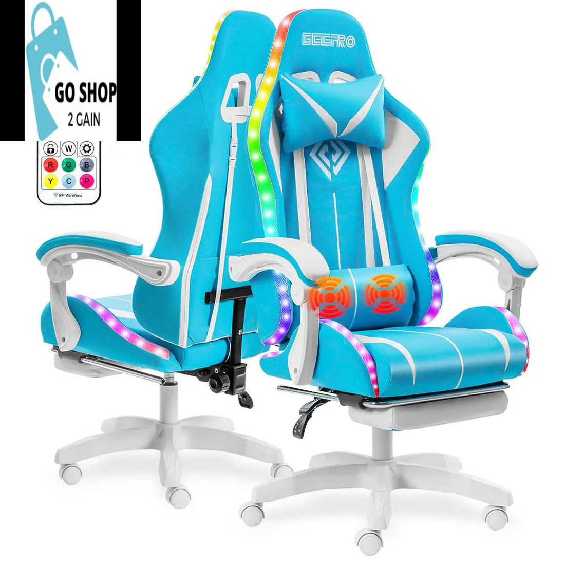Ultimate Gaming Chair: RGB Light, Ergonomic Design, and 2-Point Massage for Gamers & Office Use