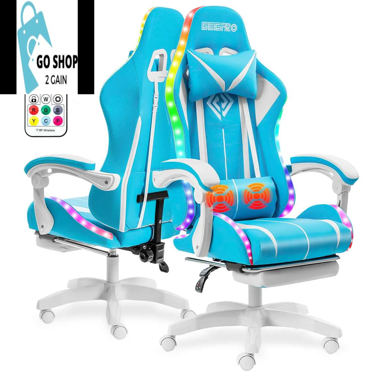 Ultimate Gaming Chair: RGB Light, Ergonomic Design, and 2-Point Massage for Gamers & Office Use