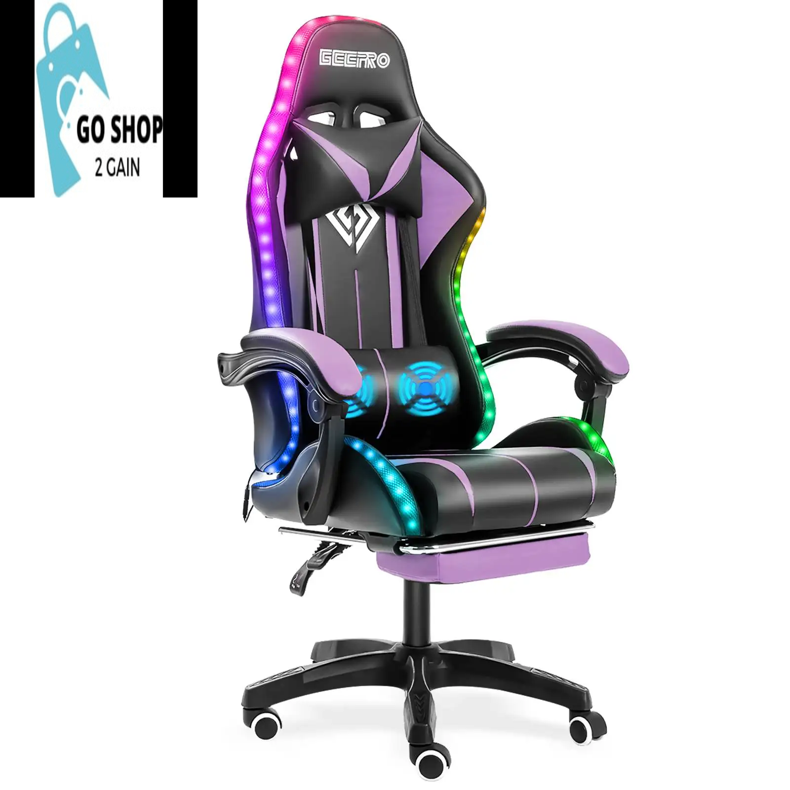 Ultimate Gaming Chair: RGB Light, Ergonomic Design, and 2-Point Massage for Gamers & Office Use