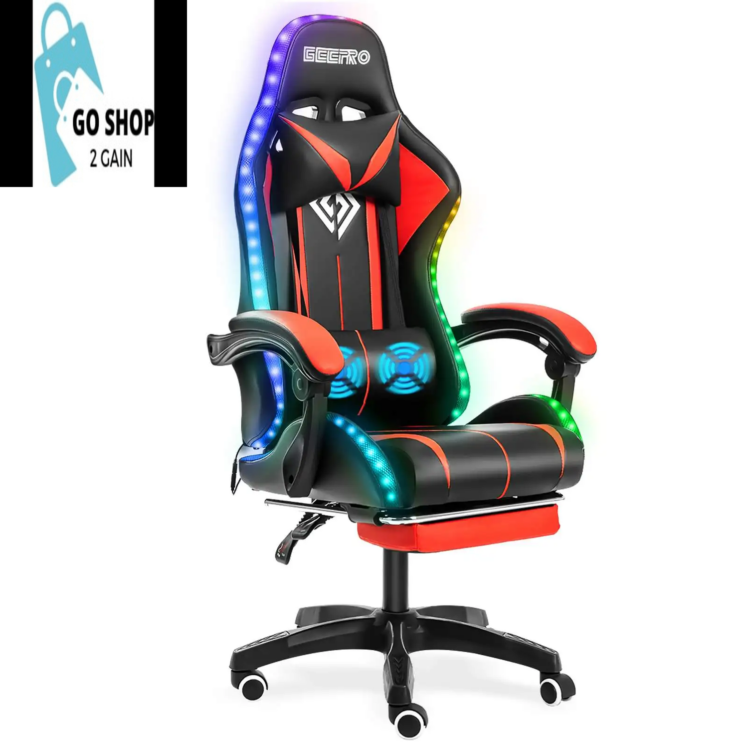 Ultimate Gaming Chair: RGB Light, Ergonomic Design, and 2-Point Massage for Gamers & Office Use