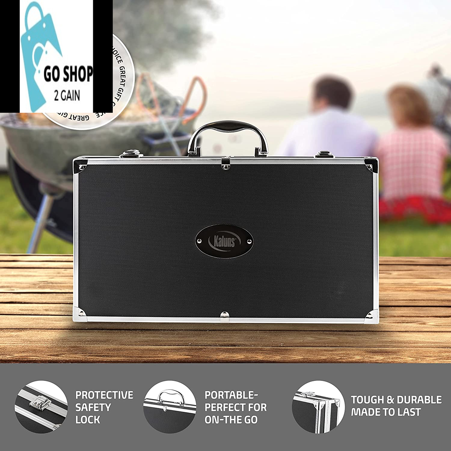 Grilling Accessories, Grill Tools, Fathers Day Grilling Gifts for Dad, Heavy Duty Stainless Steel Grill Set BBQ Grill Accessories for Outdoor Grill with Aluminum Case and Apron