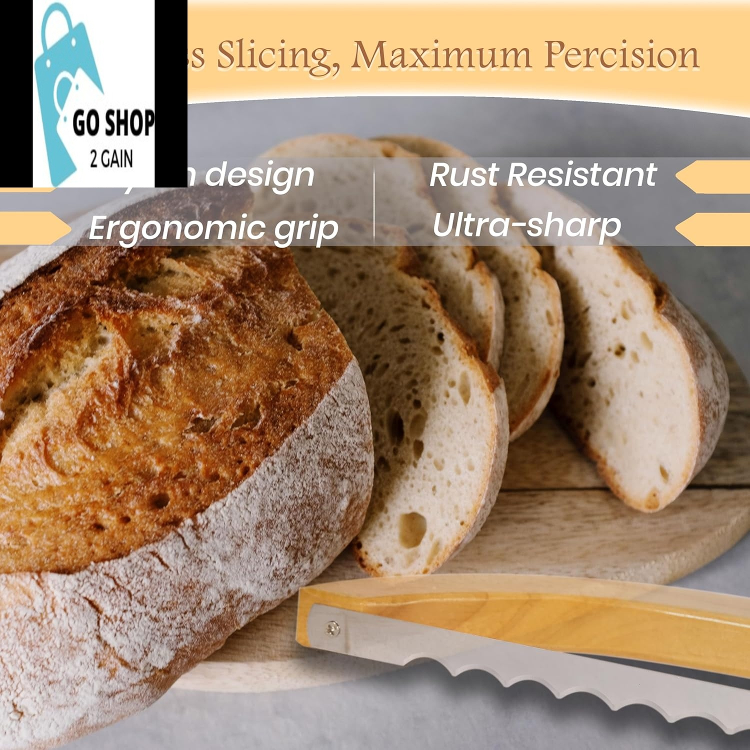 Ultimate Bread Slicer - Precision Bread Knife for Homemade Bread, Efficient Sourdough Bread Slicer and Bread Cutter, Loaf Cutter, Perfect for Bread Slicing