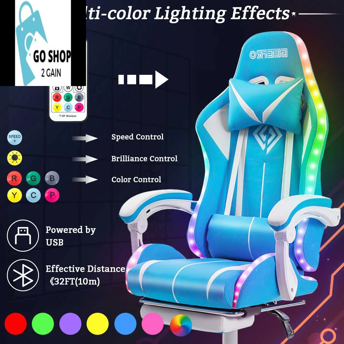 Ultimate Gaming Chair: RGB Light, Ergonomic Design, and 2-Point Massage for Gamers & Office Use