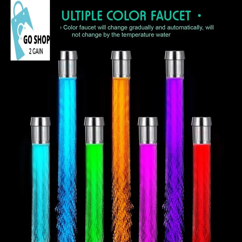 LED Temperature Sensitive Faucet Water Saving Kitchen Bathroom Sensor 7 Color Change Faucet Head Aerator Tap Nozzle Shower