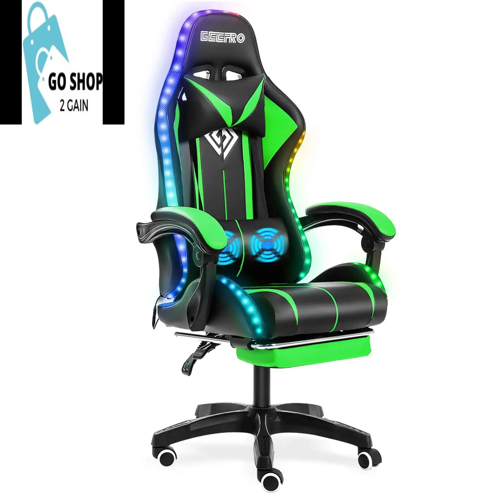 Ultimate Gaming Chair: RGB Light, Ergonomic Design, and 2-Point Massage for Gamers & Office Use