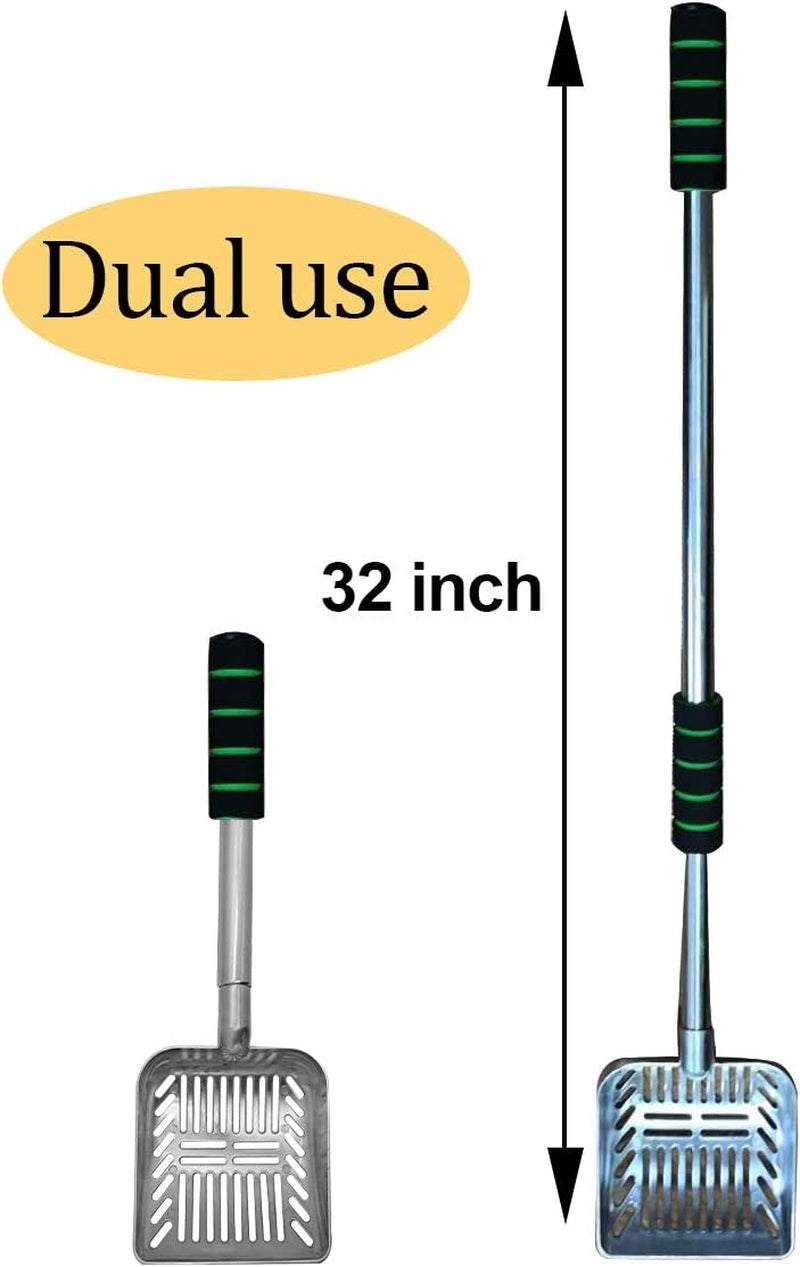 Long-Handled Metal Cat Litter Scoop Long Handle Cat Scoop Litter Box Scooper Non-Stick Aluminum Deep Shovel Litter Scoop Large Kitty Sifter Scoop Manages Big Clumps of Multi-Cat Families