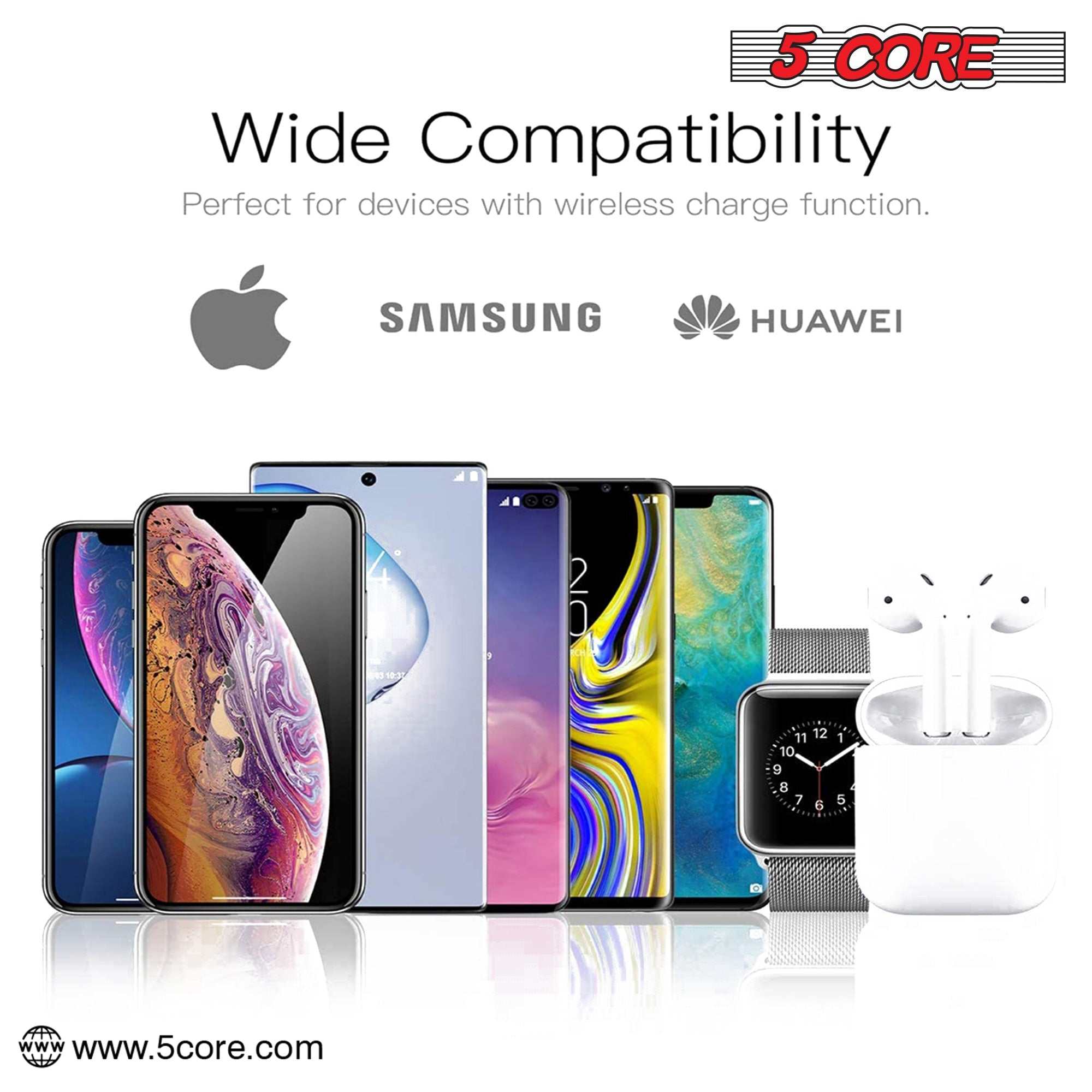 Wireless Charging Station 3 in 1 Wireless Charger Stand QI Fast Wireless Charging W Dual Coil for Samsung Iphone for Apple Watch Airpod -WCR 3