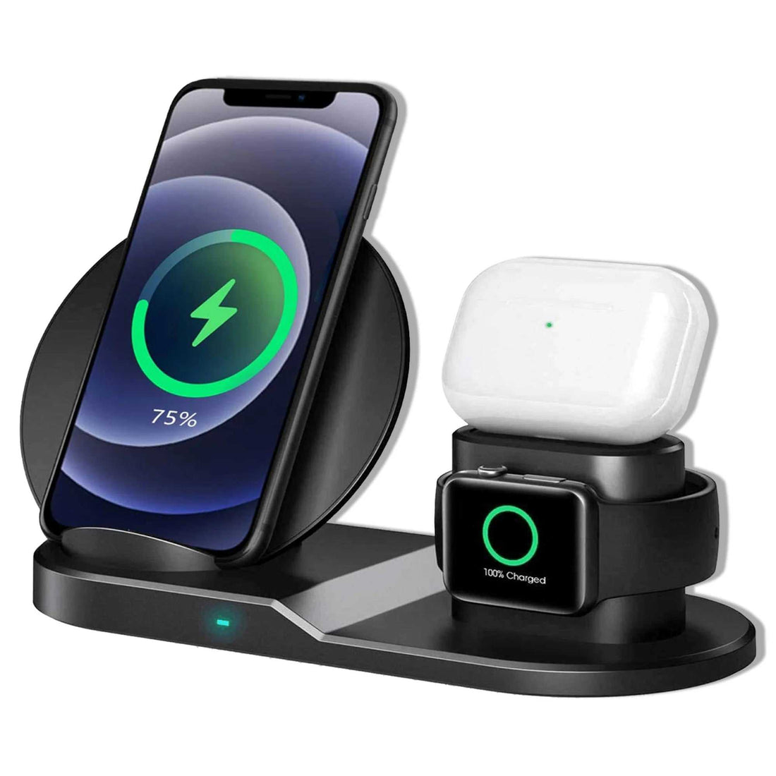 Wireless Charging Station 3 in 1 Wireless Charger Stand QI Fast Wireless Charging W Dual Coil for Samsung Iphone for Apple Watch Airpod -WCR 3