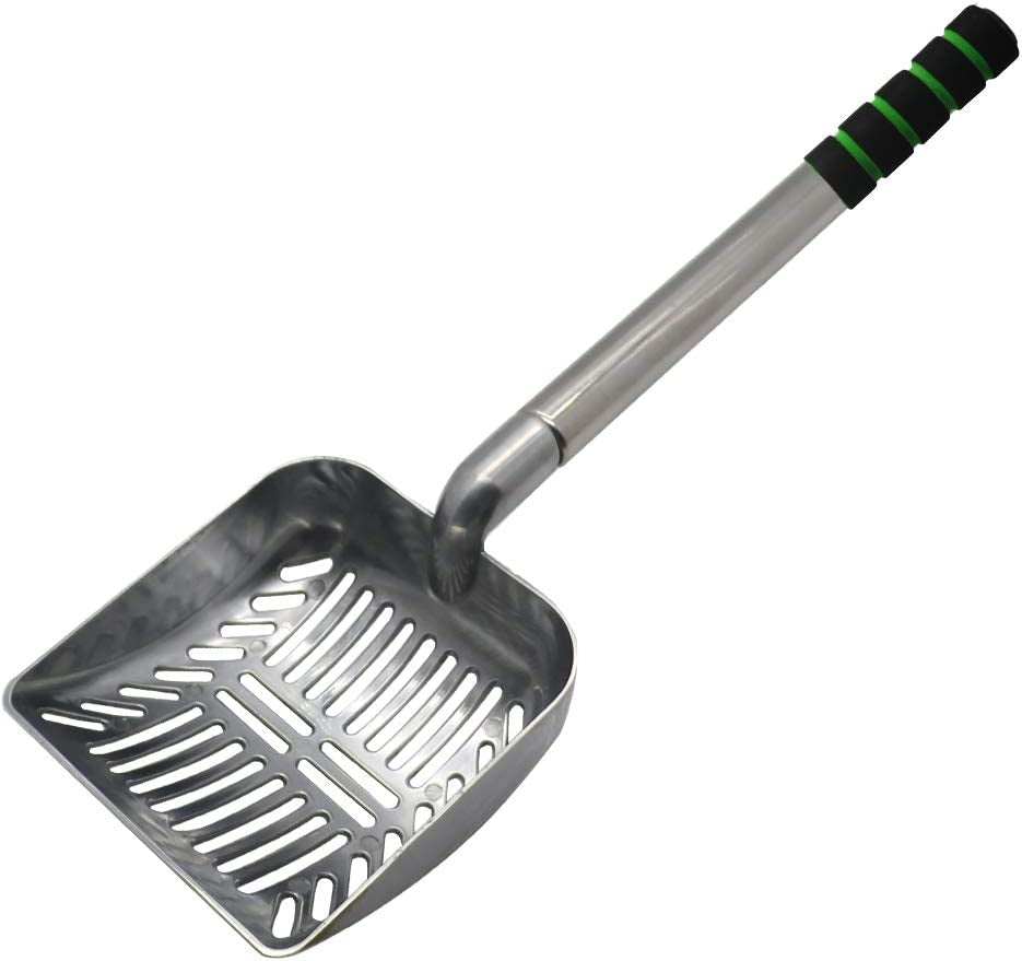 Long-Handled Metal Cat Litter Scoop Long Handle Cat Scoop Litter Box Scooper Non-Stick Aluminum Deep Shovel Litter Scoop Large Kitty Sifter Scoop Manages Big Clumps of Multi-Cat Families