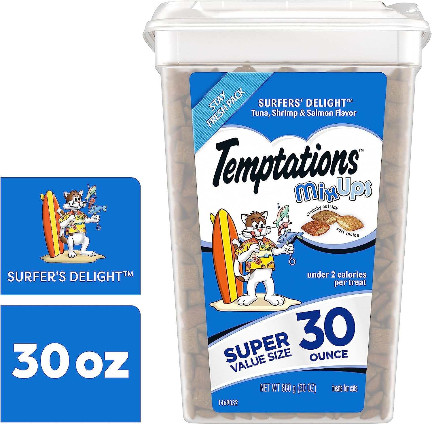TEMPTATIONS Mixups Crunchy and Soft Cat Treats, Surfer&