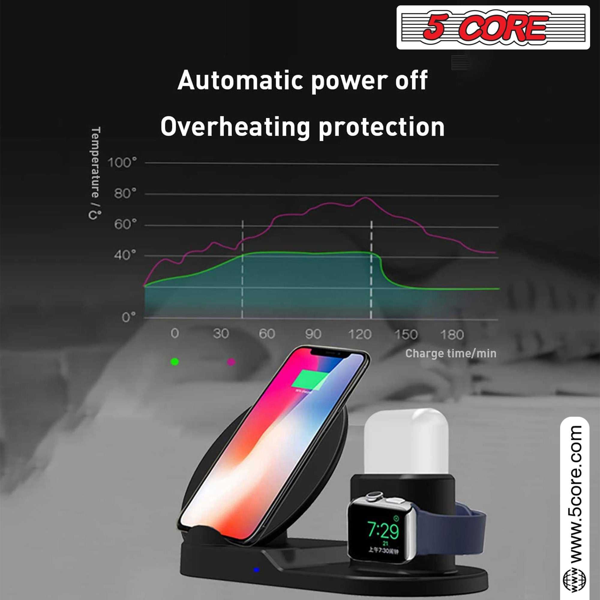 Wireless Charging Station 3 in 1 Wireless Charger Stand QI Fast Wireless Charging W Dual Coil for Samsung Iphone for Apple Watch Airpod -WCR 3