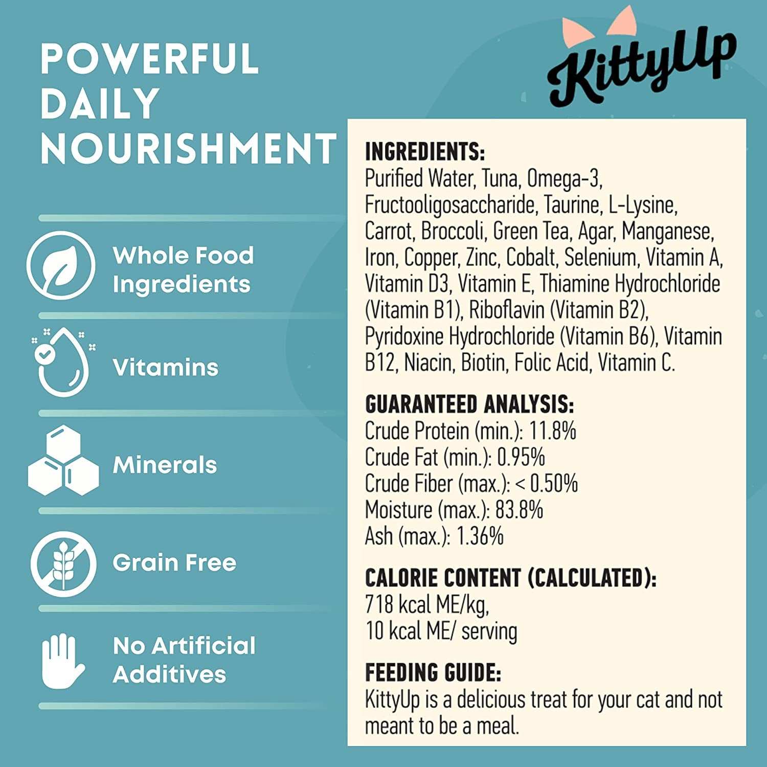Kitty up Lickable Cat Treats for Indoor Cats - Multivitamin Puree Treat with Real Tuna, Lysine, Taurine, & Grain Free | 12 Cat Tube Treats