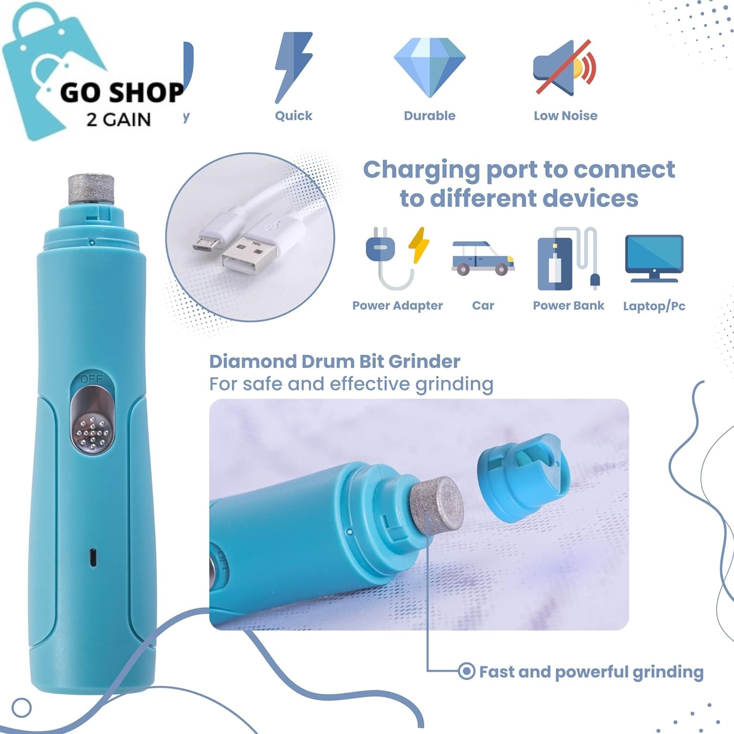 Professional Pet Dog Nail Grinder with High Speed 3 Ports 2 Sleeve Fits Different Pets. - the Dog Nail Clipper Best and Cat Small and Large. - Pet Grooming Kit Portable - Dog Supplies - Cat Products