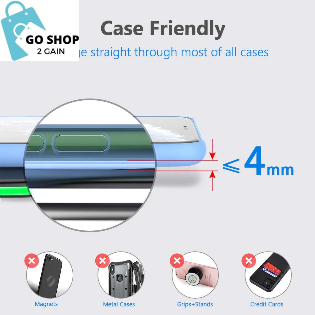 Wireless Charger,10W Max Fast Wireless Charging Pad Compatible with Iphone 15/15 Plus/15 Pro Max/14/13/Se 2022/12/11/X/8,Samsung Galaxy S22/S21/S20,Airpods Pro 2(No AC Adapter)