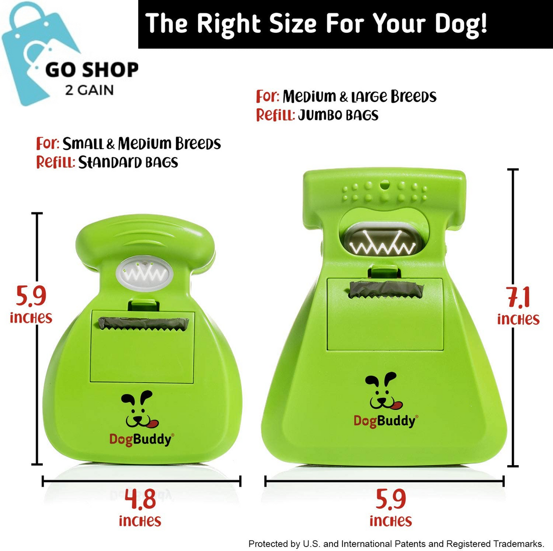 Portable Dog Poop Scooper, Sanitary Waste Pick Up, Heavy Duty Cleaner with Dispenser, Leash Clip and Pooper Scooper Bags Included (Medium, Kiwi)