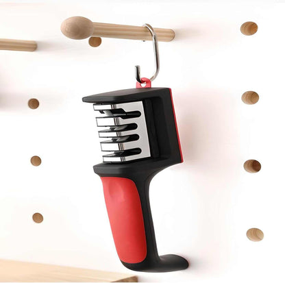 Knife Sharpeners for Kitchen Knives and Scissors– Tungsten Steel 4 In1 Kitchen Knife Sharpener – Ergonomic and Easy to Use Knife and Scissors Sharpening Kit with 4 Stage Sharpening Slots Black Red