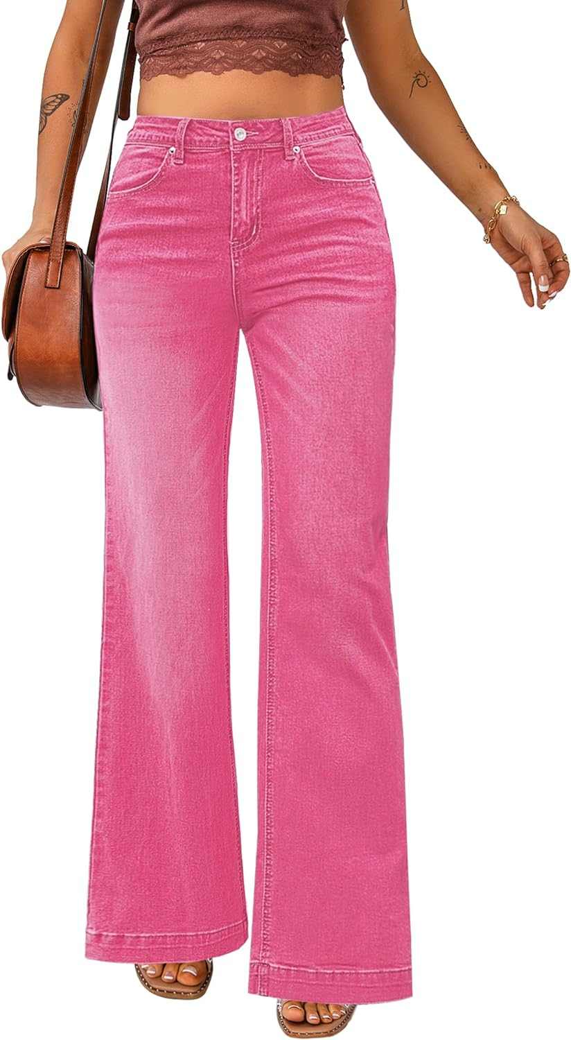 2024 Wide Leg Jeans for Women High Waist Stretchy Classic Baggy Flare Jeans Denim Pants