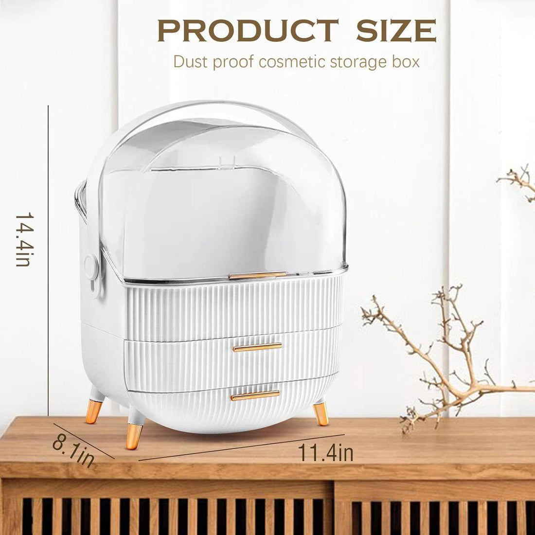 Makeup Organizers and Storage, Make up Organizer for Vanity Cosmetics Skincare Organizers With Lid and Drawers Display Cases for Countertop(White)