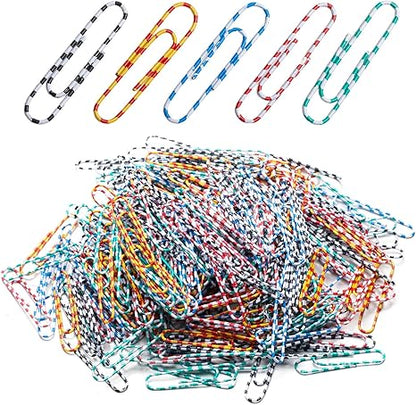 2 Inch Jumbo Paper Clips, 300Pcs Large PaperClips, Colored Striped Paper Clips, Great for Office, School, Home and Personal Use