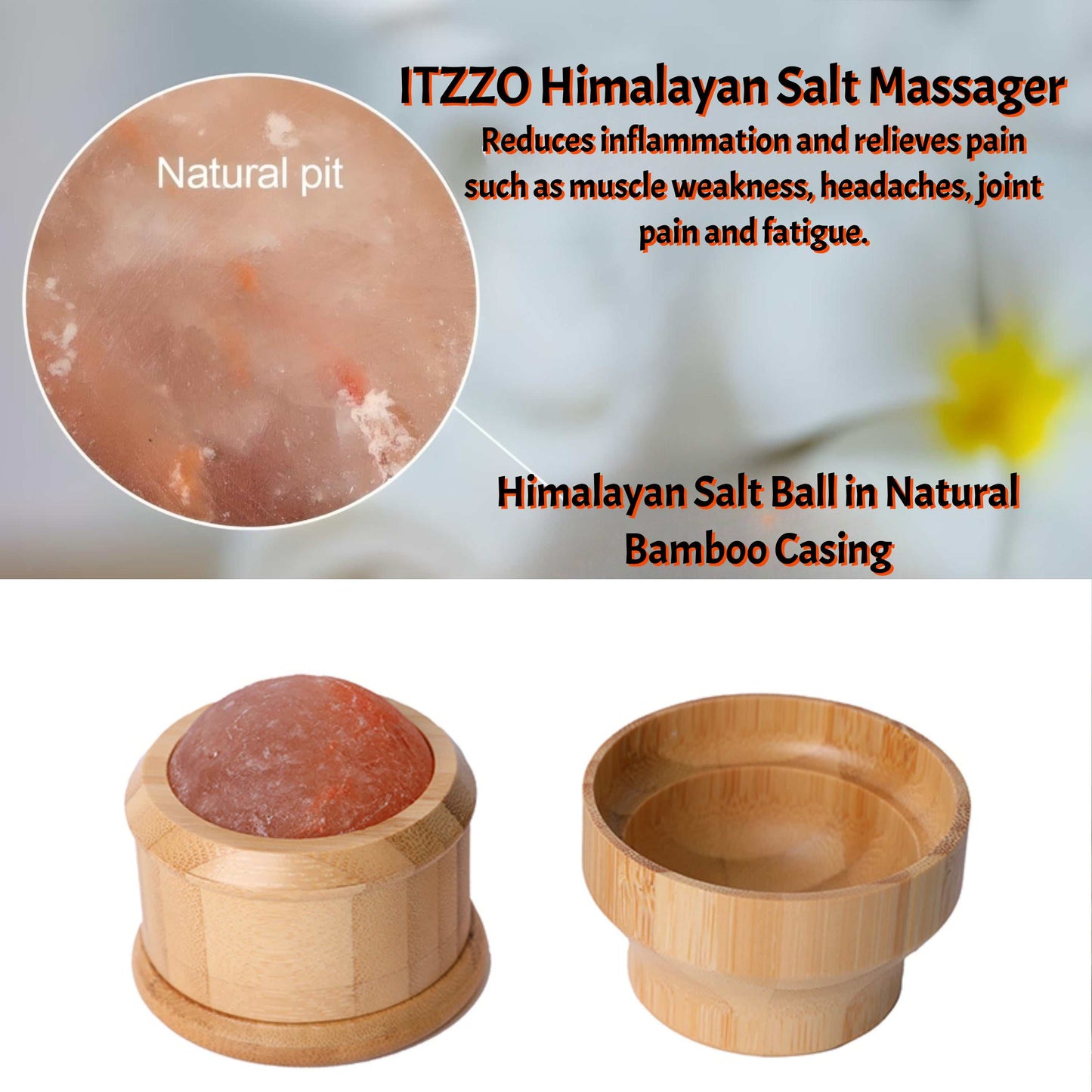 Himalayan Salt Massage Rollerball | Himalayan Pink Salt | Spa Day | Self Care | Skin Care | Eco Friendly | Bamboo Casing