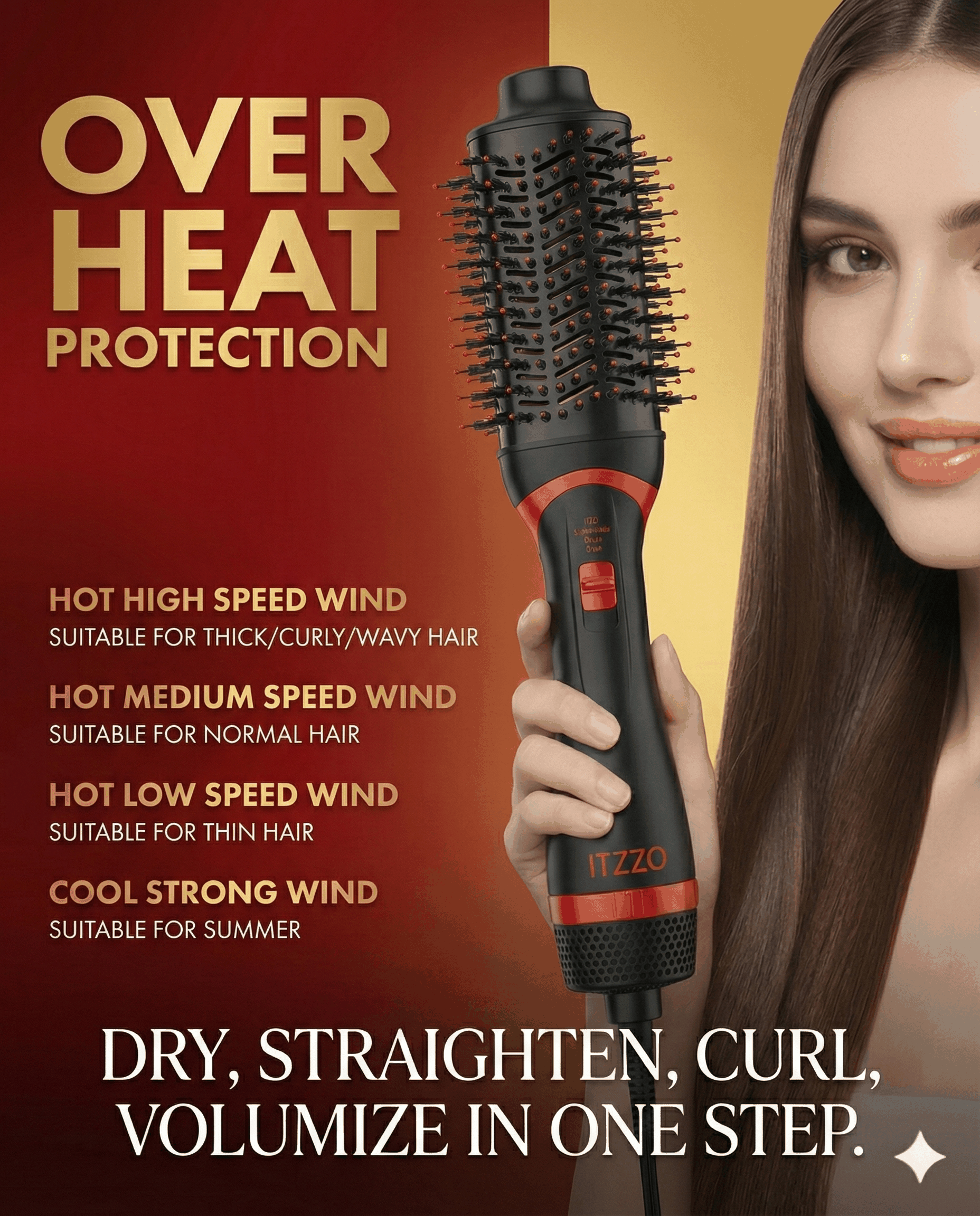 ITZZO® 4-in-1 Hair Dryer Brush &amp; Volumizer