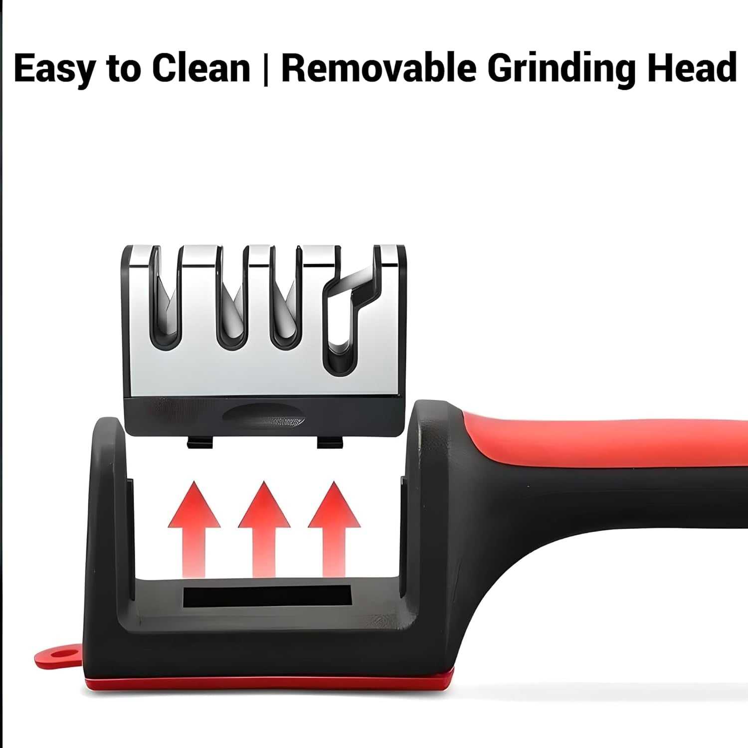Knife Sharpeners for Kitchen Knives and Scissors– Tungsten Steel 4 In1 Kitchen Knife Sharpener – Ergonomic and Easy to Use Knife and Scissors Sharpening Kit with 4 Stage Sharpening Slots Black Red
