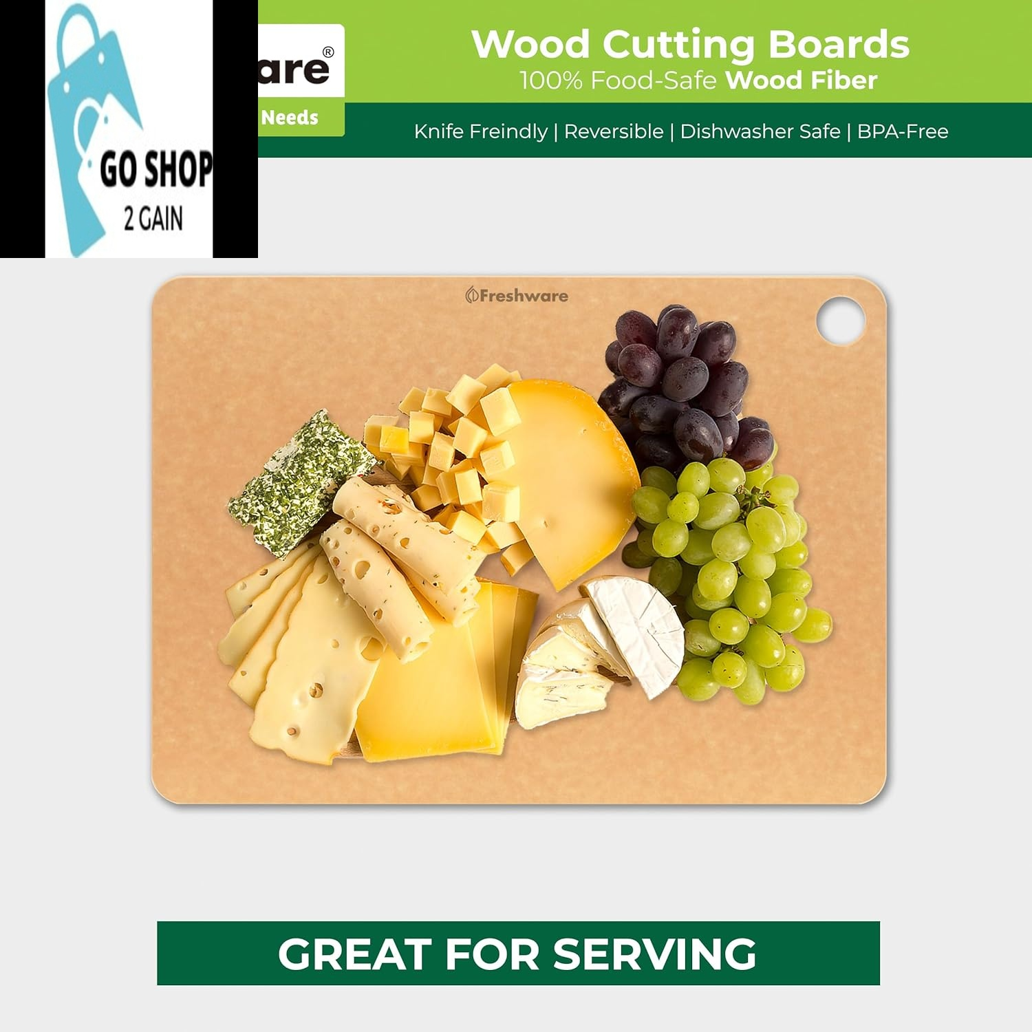 Cutting Board for Kitchen Dishwasher Safe, Wood Cutting Board, Premium Wood Fiber, Non-Porous, Reversible, Medium, 14.5 X 10.8-Inch, Natural Slate