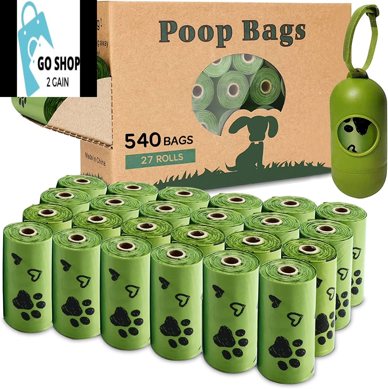 Biodegradable Dog Poop Bags: 720 Bags Extra Thick Strong Leak Proof Dog Waste Bags for Dogs with 1 Dispenser (4 Mixed Colors Green Blue Yellow Pink) -Scented