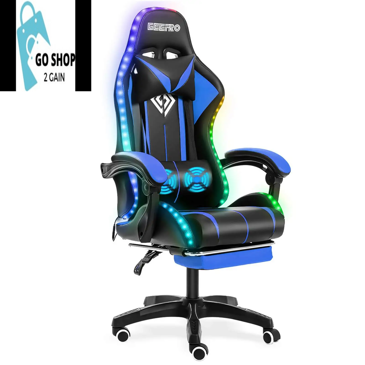 Ultimate Gaming Chair: RGB Light, Ergonomic Design, and 2-Point Massage for Gamers &amp; Office Use