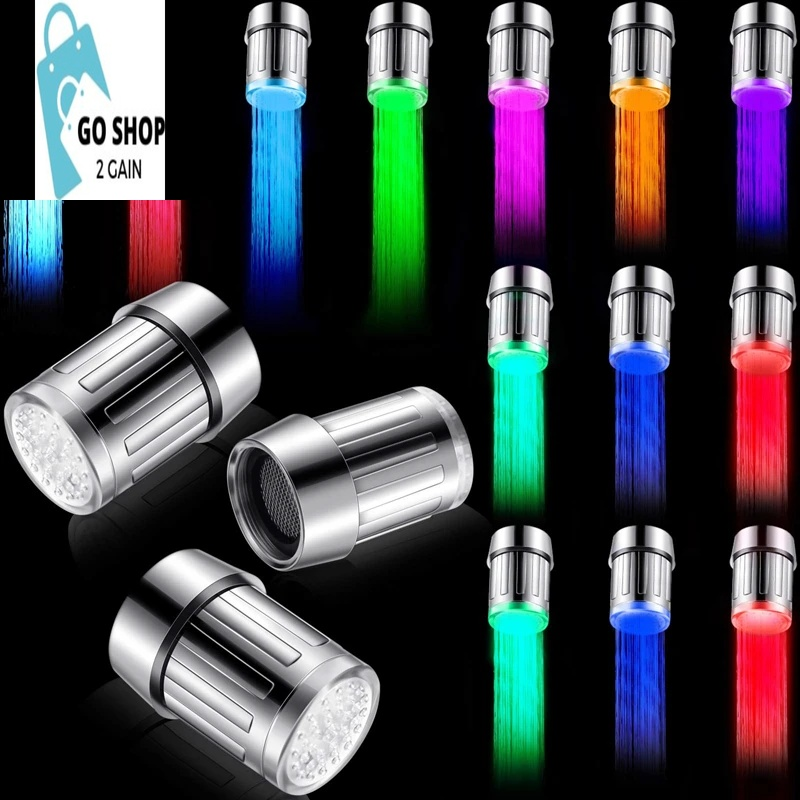 LED Temperature Sensitive Faucet Water Saving Kitchen Bathroom Sensor 7 Color Change Faucet Head Aerator Tap Nozzle Shower