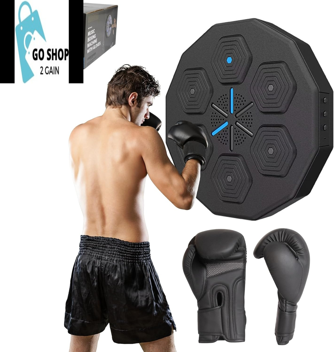 Smart Music Boxing Machine with 14Oz Boxing Gloves Bluetooth Electronic Wall Punching Pad Boxing Trainer Musical Exercise Equipment Type-C Charging Wall Mounted Punching Machine Home Workout