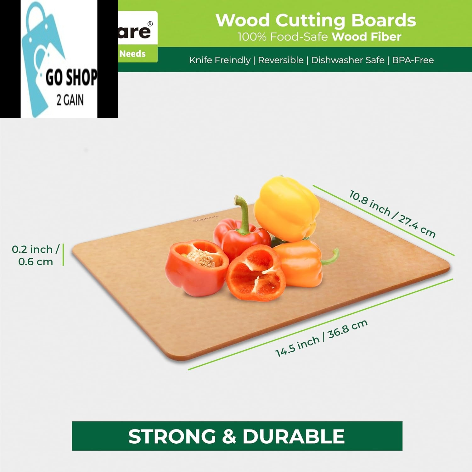 Cutting Board for Kitchen Dishwasher Safe, Wood Cutting Board, Premium Wood Fiber, Non-Porous, Reversible, Medium, 14.5 X 10.8-Inch, Natural Slate