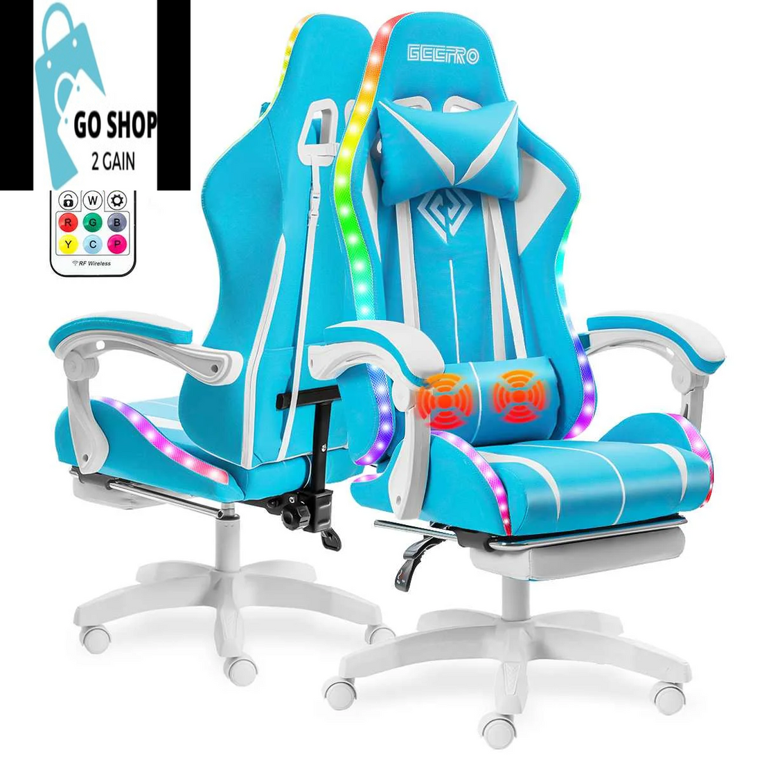 Ultimate Gaming Chair: RGB Light, Ergonomic Design, and 2-Point Massage for Gamers &amp; Office Use