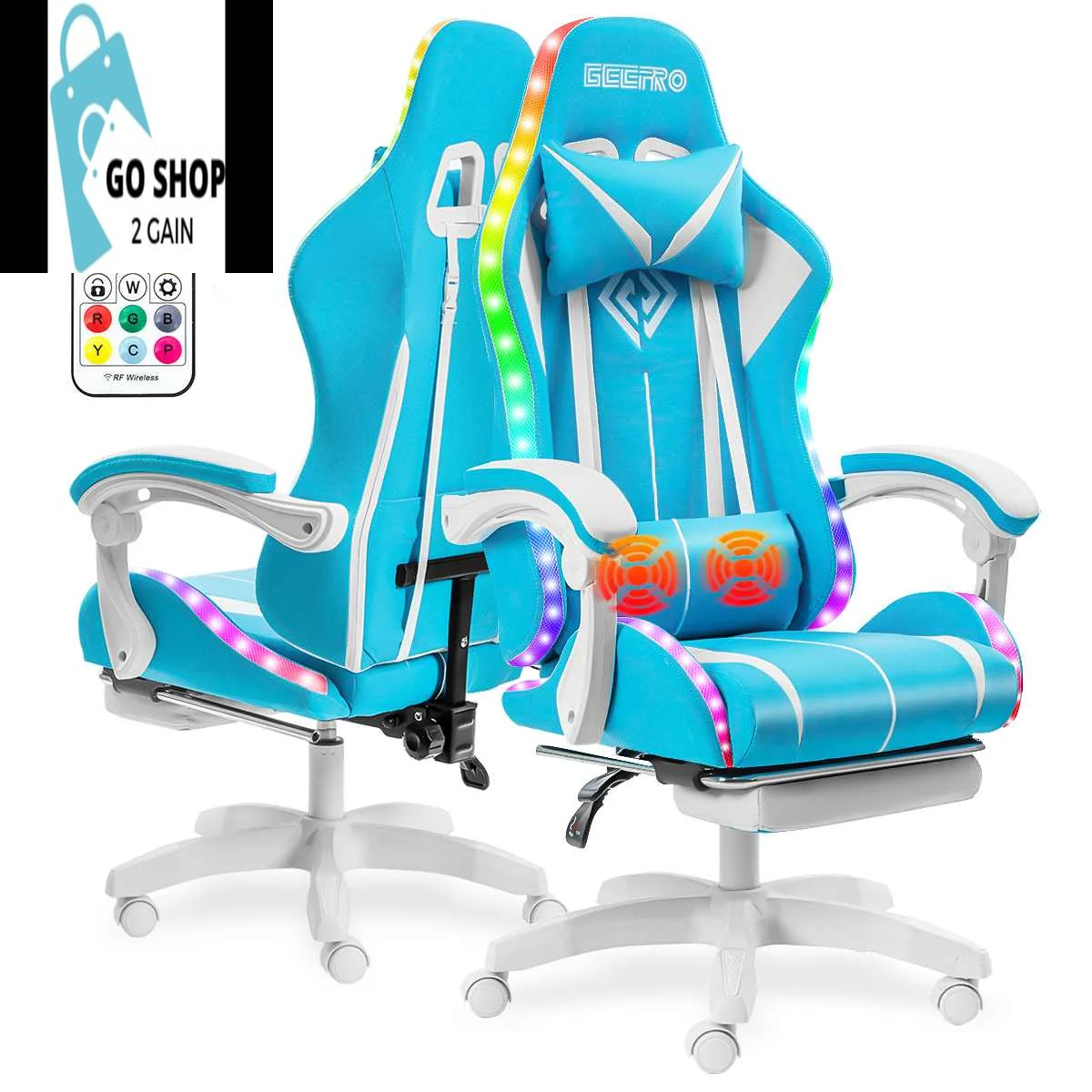 Ultimate Gaming Chair: RGB Light, Ergonomic Design, and 2-Point Massage for Gamers &amp; Office Use