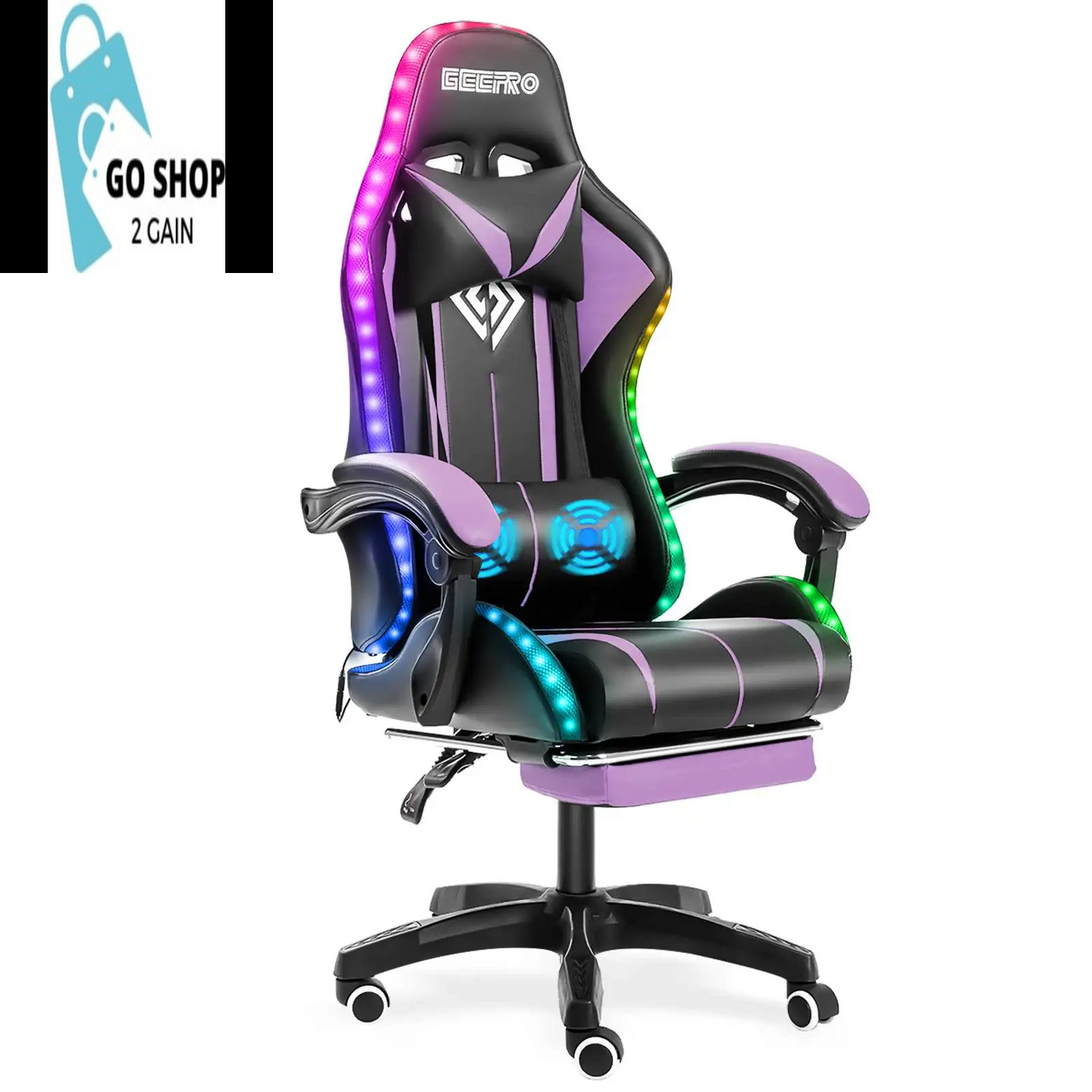 Ultimate Gaming Chair: RGB Light, Ergonomic Design, and 2-Point Massage for Gamers &amp; Office Use