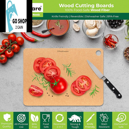 Cutting Board for Kitchen Dishwasher Safe, Wood Cutting Board, Premium Wood Fiber, Non-Porous, Reversible, Medium, 14.5 X 10.8-Inch, Natural Slate