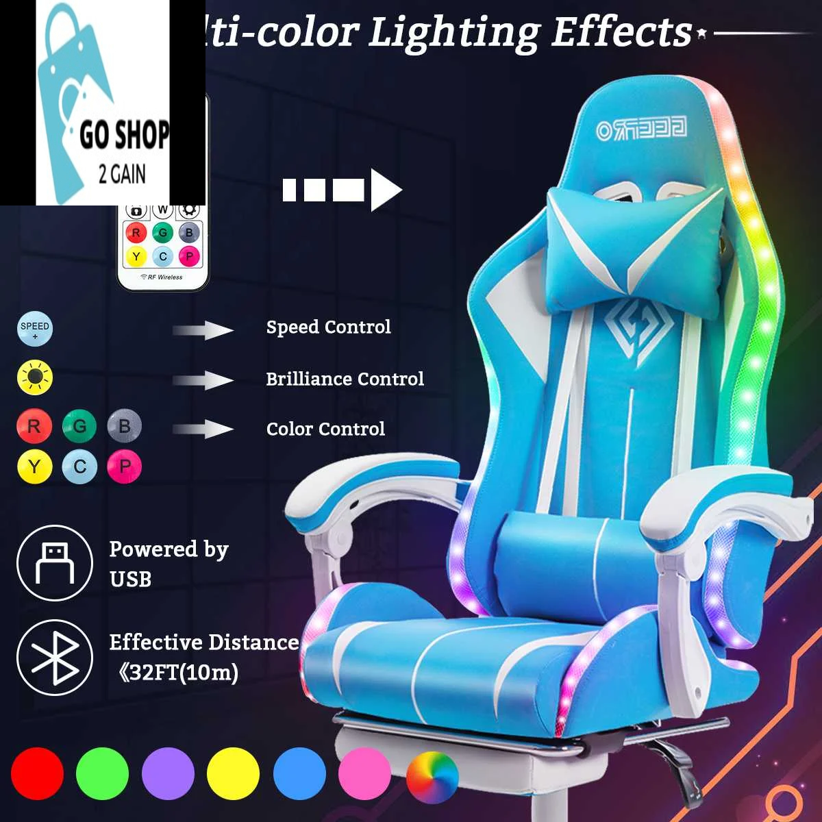 Ultimate Gaming Chair: RGB Light, Ergonomic Design, and 2-Point Massage for Gamers &amp; Office Use